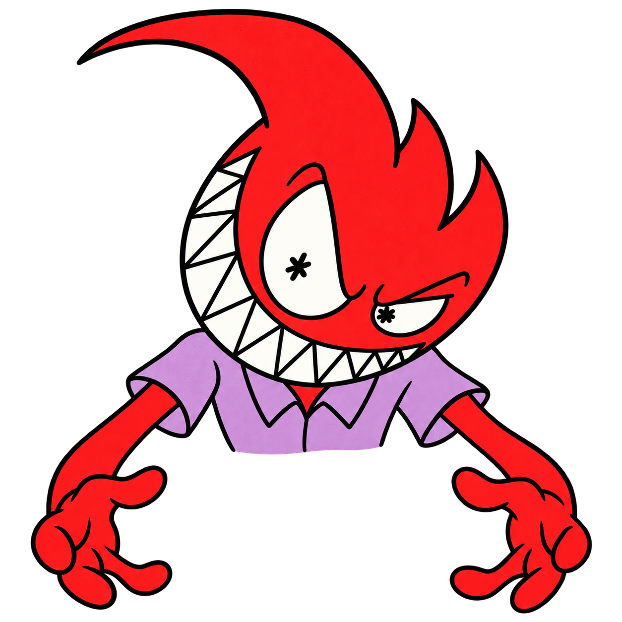Devilman reaching both hands toward the market-cap scales